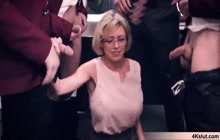 Bespectacled blonde MILF professor is outnumbered by her nasty students